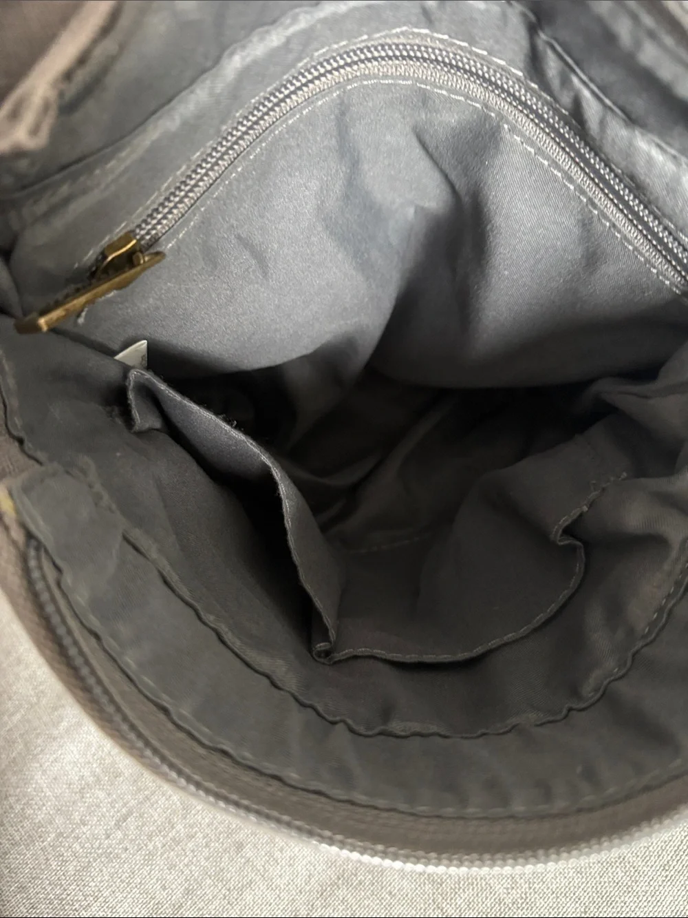 Casual Gray Canvas Messenger Bag with Leather Trim